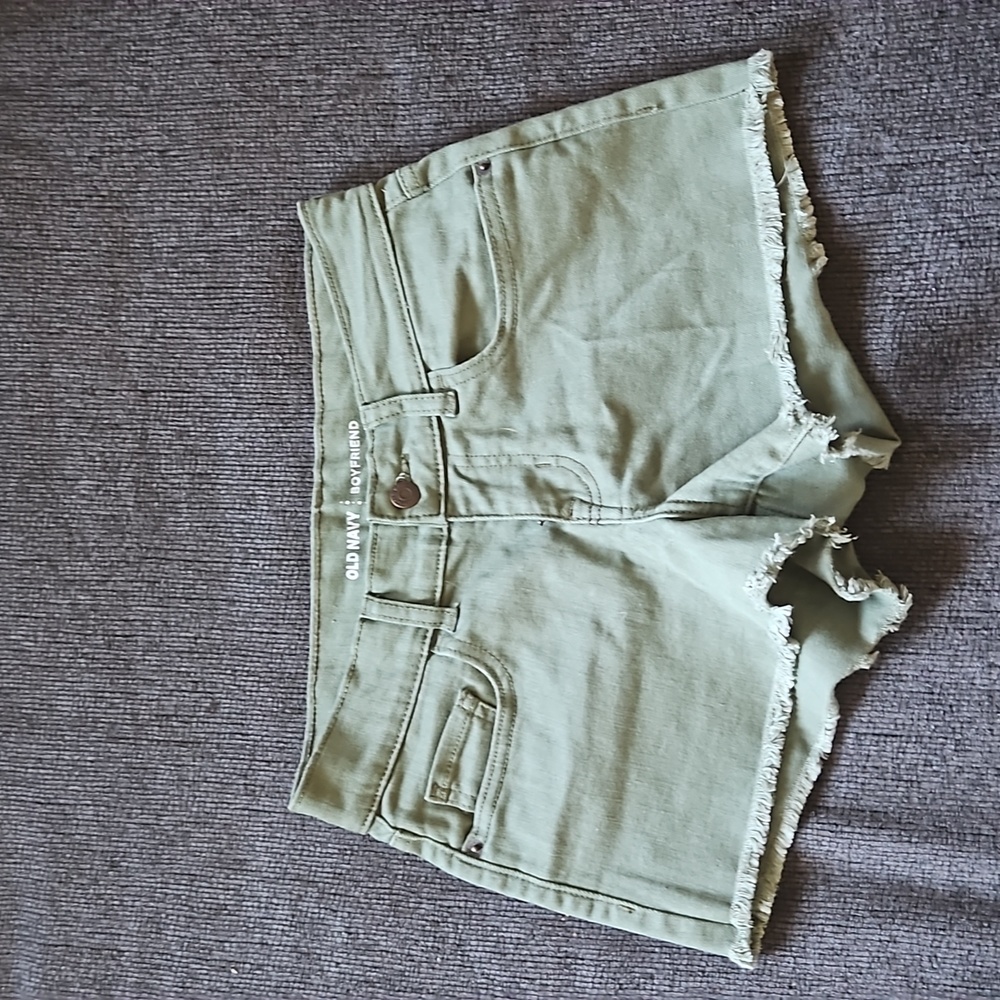Women's old navy boyfriend shorts sz 0 olive green